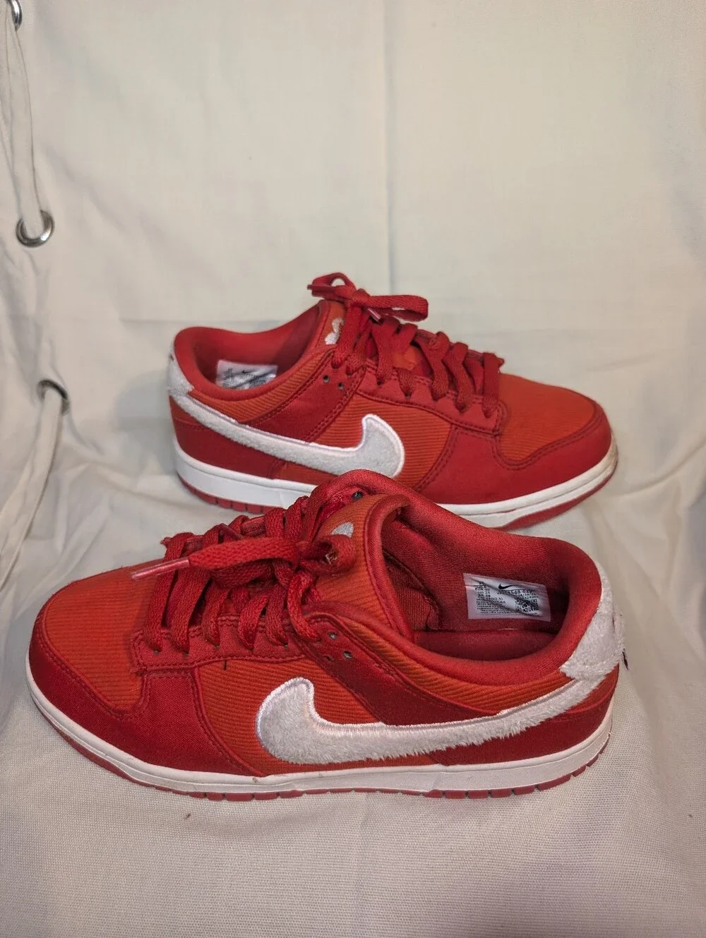 Nike Kids Red Valentine Dunk Sneakers with White/Lite Pink Swoosh